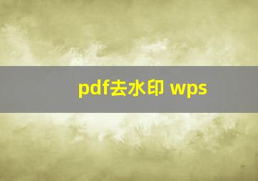 pdf去水印 wps